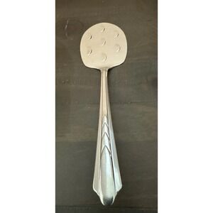 Ekco Silver EK57 Tomato Serving Spoon 8.5" vintage slotted midcentury geometric